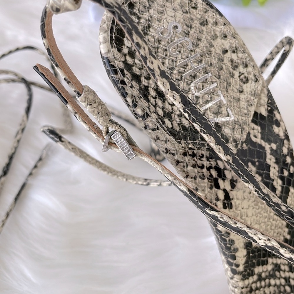 SCHUTZ‎ “Vikki” Snakeskin Strappy Heels - Picture 9 of 12